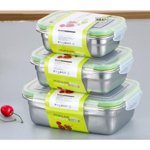 304 Stainless Steel Eco-friendly Portable Food Storage Container Kitchen Bento Multipurpose Refrigerator Seal Leakproof Crisper