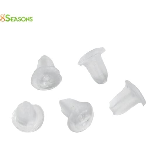 8Seasons Rubber Ear Nuts Post Stopper Earring Findings Clear Stoppers Stud Push-Back Jewelry 5mm x 5mm - 4mm x 4mm, 1000 PCs