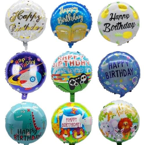 8pcs 18inch Printed Happy Birthday Foil Balloons Helium Balls For Baby Shower Birthday Party Decoras Globos Supplies Kids Gifts