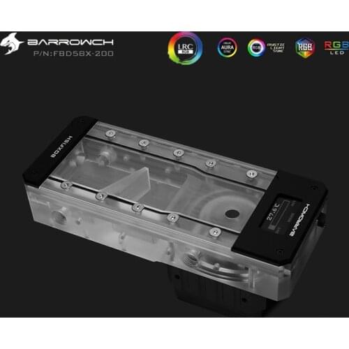 Barrowch Length 150mm/200mm Reservoir Acrylic Square Intelligent OLED temperature display PMMA Tank / 5V Aurora Light to AURA