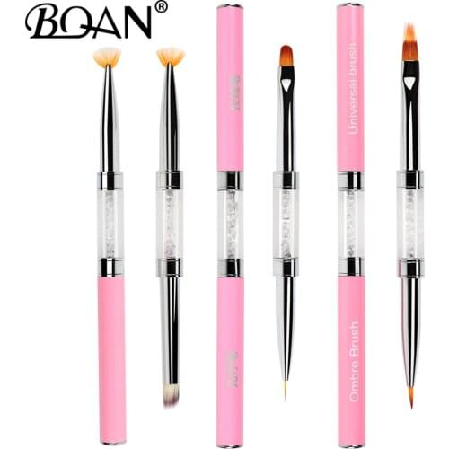 BQAN Nail Double Art Brush Tool Carved Crystal Ultra-thin Line Drawing Pen Wire Phototherapy Flower Double Pen Metal Pen