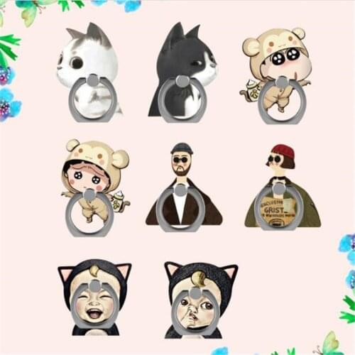 Cartoon Cat Girl Boy Gift Finger Ring Phone Stand Holder Car Mobile Phone Holder Stand Suporte Celular For iPhone 11 All Phone