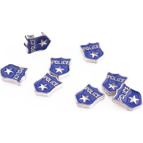 20Pcs/Lot Enamel Police Badge Floating Charms Making Diy Handmade Glass Locket Men Gift Jewelry Dropshipping