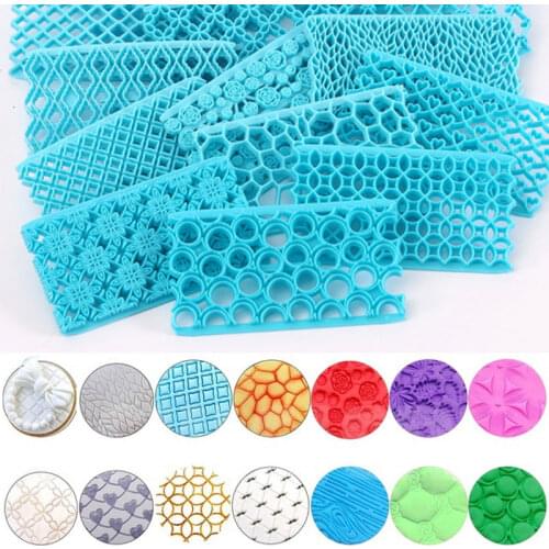 1Pcs15.4x8.4cm Cake Embossing Tool Heart Shaped Diamond Texture Plaid Pattern Mold Chocolate Fudge Cake Decorating Tool