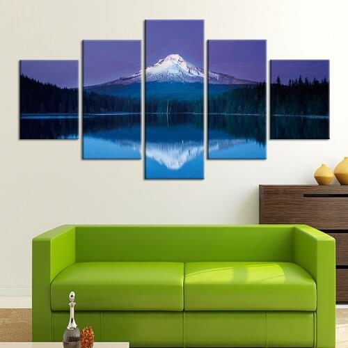 5 Piece Canvas Paintings Framework HD Prints Pictures Matterhorn With Reflection In Stelli Lake Poster Home Decor Wall Art