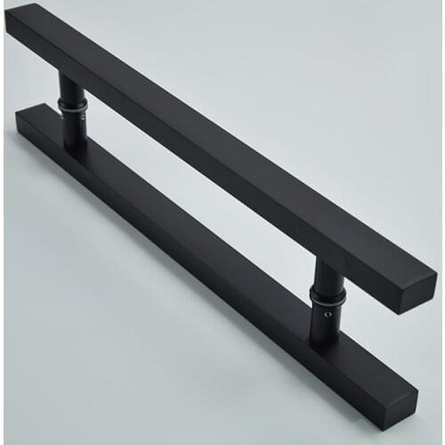 Square matte black stainless steel Glass door handle interior for home matte paint black door handles Frosted