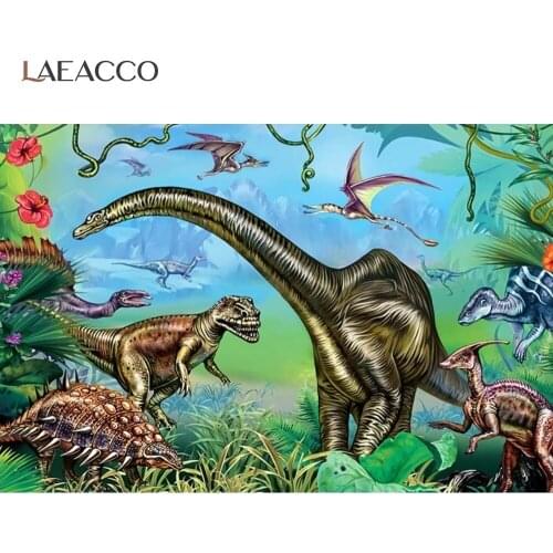 Laeacco Jurassic Park Jungle Forest Grassland Dinosaur Photography Backdrops Photographic Backgrounds Baby Birthday Photophone