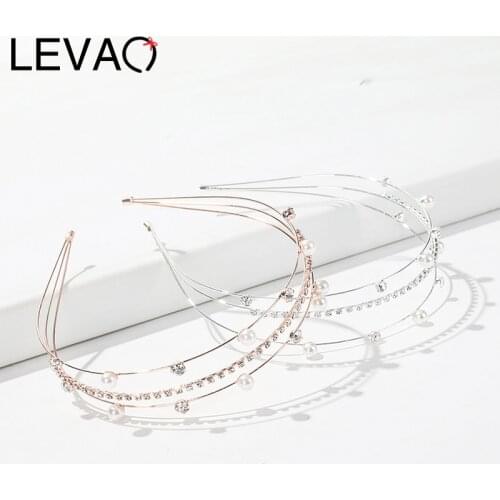 LEVAO Korean Metal Solid Pearl Headband Girls Turban Bezel Headwear Female Hairband Ladies Elegant for Women Hair Accessories