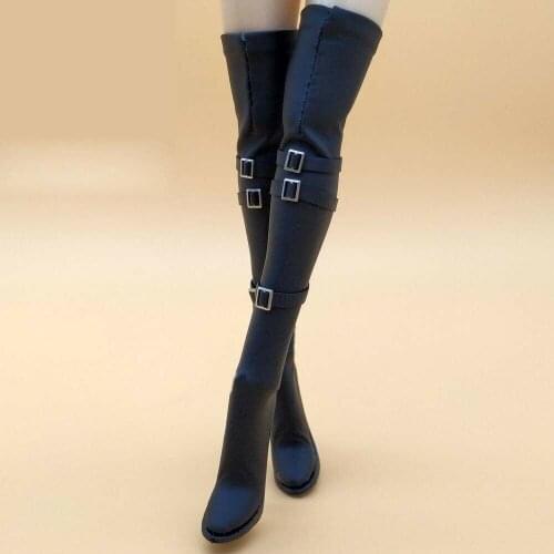 1/6 Scale Black High-heeled Boots for 12in Female Soldier Action Figures Toys