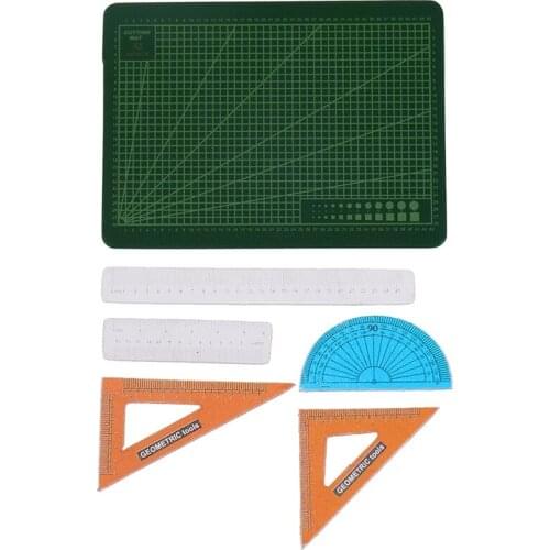 6pcs/set 1:12 Scale Dollhouse Miniature Cutting Mat Scissor Ruler Accessories
