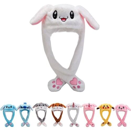 Fashion Rabbit Hat Ear Moving Jumping Hat With Lamp Preppy Style Funny Toys Cap Good Gift For Women Girls Hat Rabbit Cospaly Hot