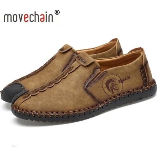 Movechain Fashion Man Mattia Casual Shoes Mens PU Leather Comfortable Slip-on Moccasins Men Vintage Shoe Plus Size