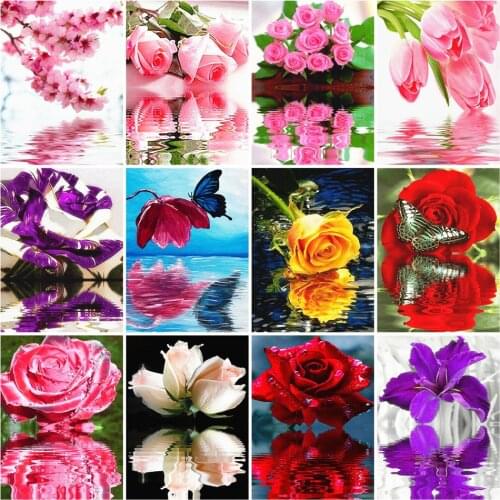 AZQSD Adult Paint By Numbers Flowers Canvas DIY Unframe Home Decoration Coloring By Numbers Rose Acrylic Paint Handpainted Gift
