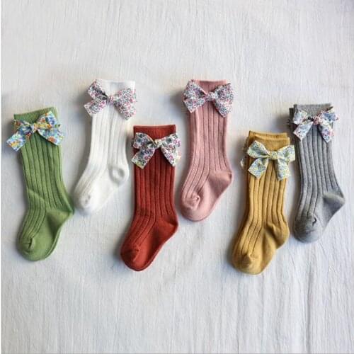 Baby Girls Socks Autumn Knee High Princess Socks for Girl Sweet Cute Long Tube Kids Candy Color Bows Leg Warmer socks