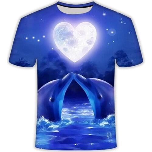 New mens casual 3D printed T shirt Asian t-shirt heart-shaped fish-shaped design short sleeve 3D Tshirt fish-shaped t shirt