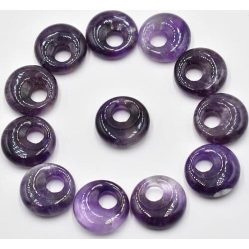 2021New high quality Assorted natural stone amethys gogo donut charms pendants beads 18mm for jewelry making Wholesale 12pcs/lot