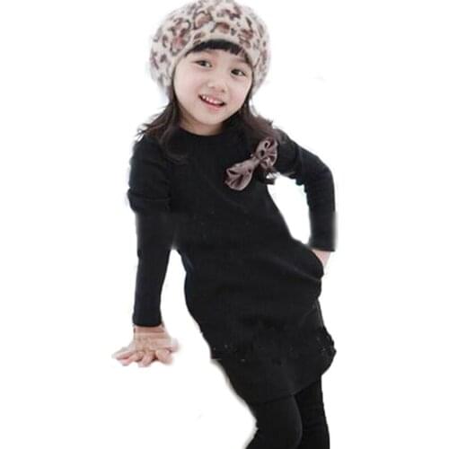 Girls dress winter autumn long sleeve bow toddler girl dresses for baby clothes 2016 christmas fashion cute baby girl dress