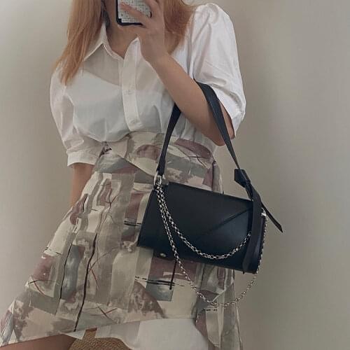 Simple Design Women Tote Purse Handbags High Quality PU Leather Female Underarm Bag Fashion Black Ladies Chain Shoulder Bags