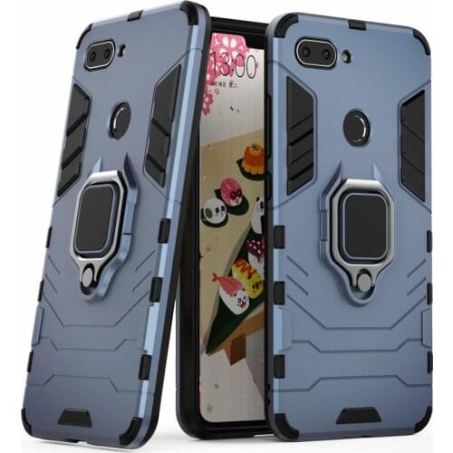 Shockproof Case for Xiaomi Mi 8 lite Case Ring Stand Bumper Silicone + PC Phone Back Cover for Xiomi Mi 8 Mi8 Lite Funda Capa