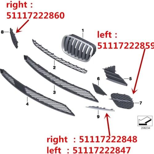 Car Front bumper grille X5 E70 X6 E71 50ib mw35i 40d series Up and down ventilation Wind screen trim strip Fog light box