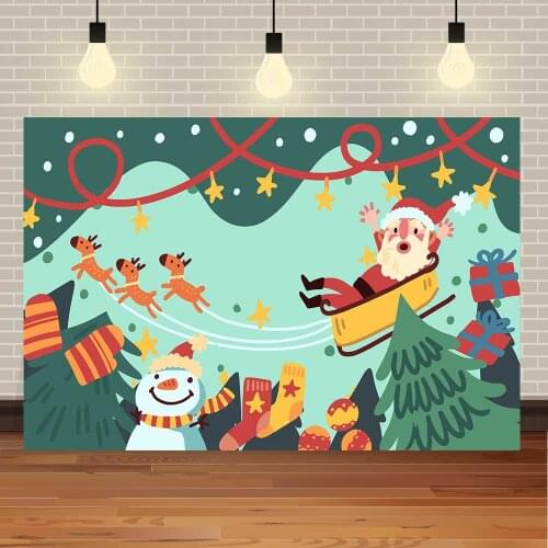 Seekpro Merry Christmas Winter Snow Watercolor Family Party Elk Gift Tree Customized Photo Backdrop Photography Background