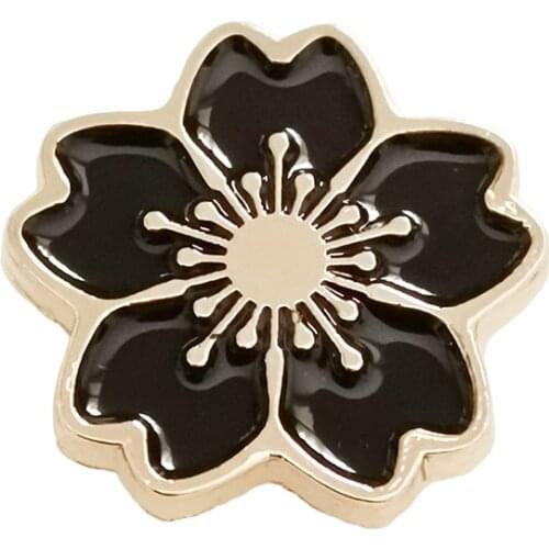 RSHCZY Black Cherry Blossoms Womens Brooch Vintage Enamel Pins For Backpacks Hat Bag Flower Brooches Jewelry Gift Scarf Buckle