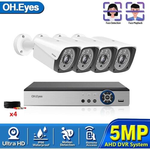 4CH DVR CCTV System 4PCS Cameras 1080P 5MP Video Surveillance Set 4CH 5 in 1 DVR Infrared AHD CCTV Camera Security System Kit