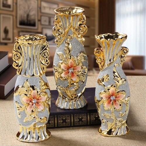 Modern gold plating crafts home decoration ceramic flower vase