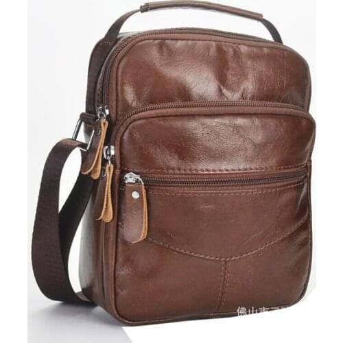 First layer cowhide mens shoulder messenger bag casual leather vertical ipad mens Crossbody bag men business totes handbag