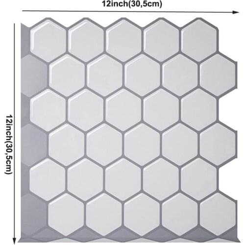 Hexagon Off Vinyl Sticker Self Adhesive Wallpaper 3D Peel and Stick Square Wall Tiles for Kitchen Bathroom Office Backsplash