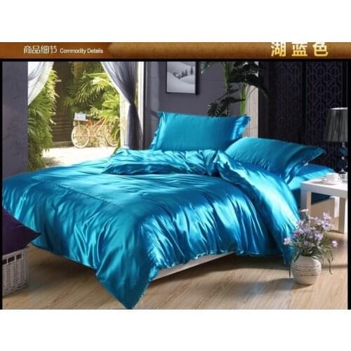 Green Blue Silk Satin Bedding set Super California King queen full size sheets linen bed sheet duvet cover sets bedspread solid