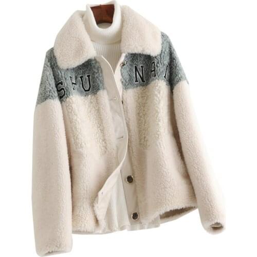 Genuine Wool Blend Fur Jacket Winter Women Fur Outerwear Coats LF2136