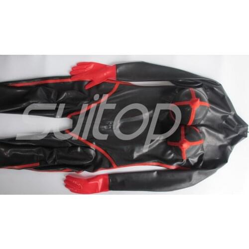 Red color latex full body catsuit SEXY COSPLAY SUITOP RUBBER inflatable bust chest