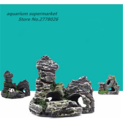 HONGYI 1 piece resin aquarium simulation rockery fish tank decoration landscaping creative crafts ornament SR1001/1002/1003/1004