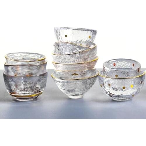 2pcs/set Japanese Style Transparent Glass Single Cup Phnom Penh Kungfu Tea Cup Creative Kitchen Teaware Glass Crafts Drinkware