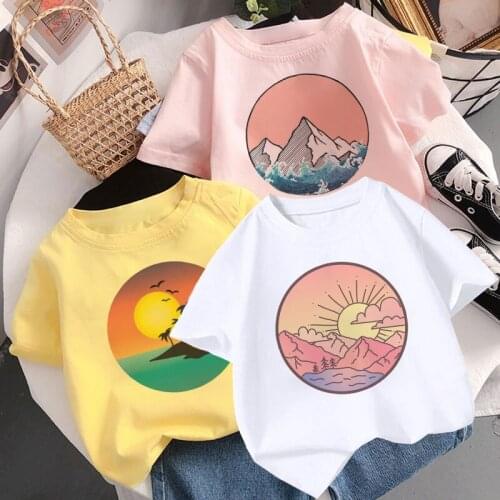 2021 New Arrival Casual Unisex Shirt T-Shirt Round Sky Starry Pattern Harajuku Blouse Baby Girl Summer Clothes 2-9 Years Old