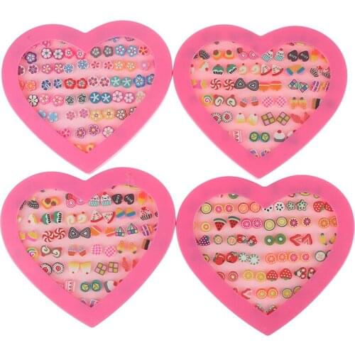 36 Pairs/Set Fashion Polymer Clay Stud Earrings Set Handmade Fruits Cartoon Earrings for Women Girls Children Grooming Kits
