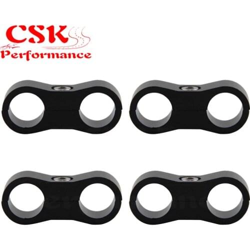 4pcs AN -4 4AN 11MM Braided Hose Separator Clamp Fitting Adapter Bracket Black / Blue