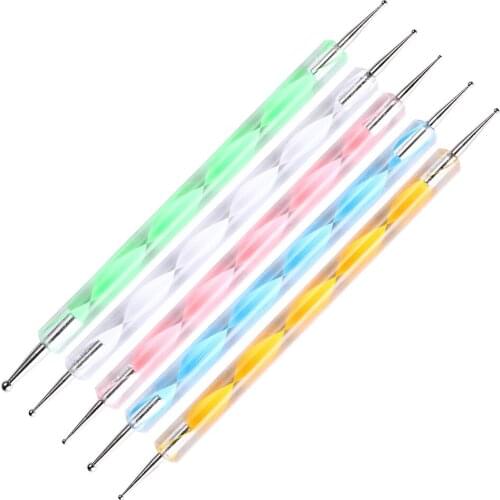 5pcs Nail Art Dotting UV Pen Gel Painting Manicure Tool Kit Drawing Polish Rhinestones Crystal Professional 2 Ways Nail Pen
