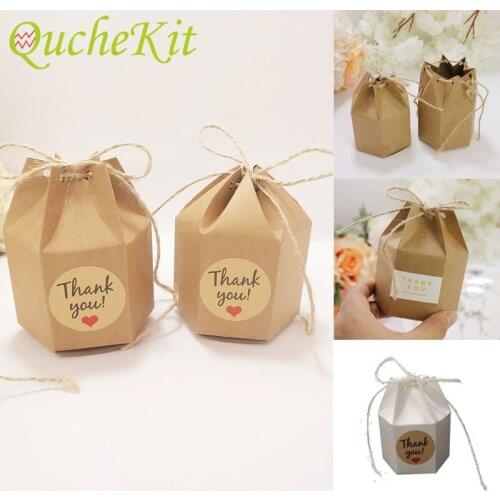 50pcs Kraft White Lantern Hexagon Candy Gift Box Wedding Dragee Cake Chocolate Packaging Boxes Christmas Birthday Party Supplies