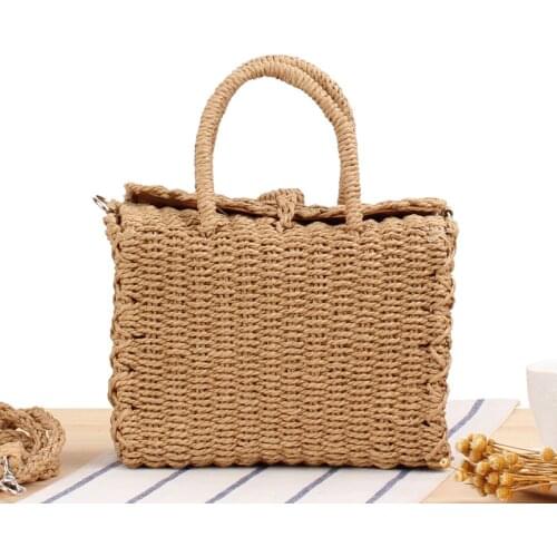 Bohemian Straw Shoulder Bags For Women Beach Handbags Summer Vintage Rattan Basket Female Casual Handmade Woven Crossbody Bags