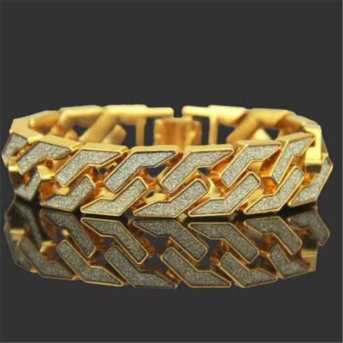 Geometric Men Hip hop Bling Bracelet Paved Rhinestone Chain Bracelets For Women Men Jewelry CZ Link Chain Dropshipping