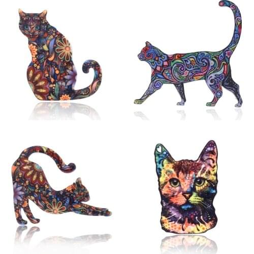 Cartoon Cat Brooches Enamel Brooches For Women Acrylic Kitten Cats Badge Clothes Collar Lapel Pin Cute Animal Pin Couple Jewelry