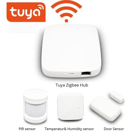 Tuya Zigbee Alarm Kit Smart Home PIR Sensor Door Sensor Temperature&Humidity Sensor Home Automation Scene Security Smartlife