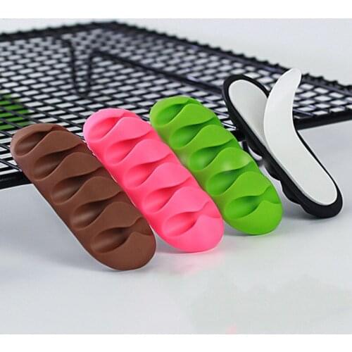 Cable Holder Protector Management Organizer Finishing Desktop Plug Long strip Silicone Wire Retention Clips Power Cord Winder