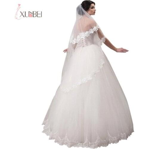 Two Layer Cheap Elbow Length Wedding Veil With Comb Lace Edge Short Bridal Voile Marriage Wedding Accessories 2019 HotSale