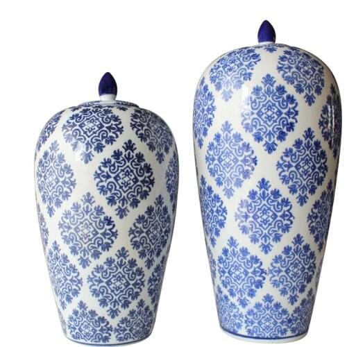 Jingdezhen Porcelain Ginger jar Blue And White Porcelain Storage Pot Large Vase Retro Chinese ceramic jar home hotel decorate