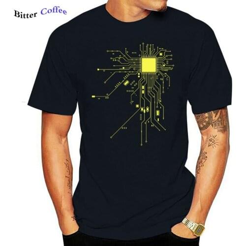 CPU Processor Style Pattern Mens T-shirt Circuit Diagram Print Streetwear Men High Quality Cotton T shirt Brand Tees Tops