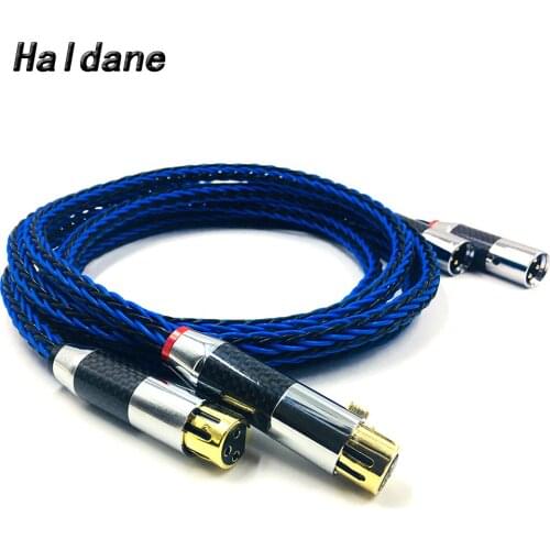 Haldane pair Hi-End 7N Single Crystal Copper XLR Male to Female Audio speaker Wire Carbon Fiber 3pins XLR Balanced cable