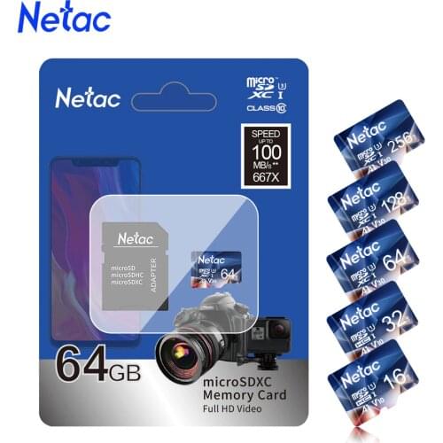 Netac Memory Card Micro SD Card TF Card 64GB 128GB 256GB 512GB Class10 Max 100Mb/s SD/TF Flash Card MicroSD Card With Adapter